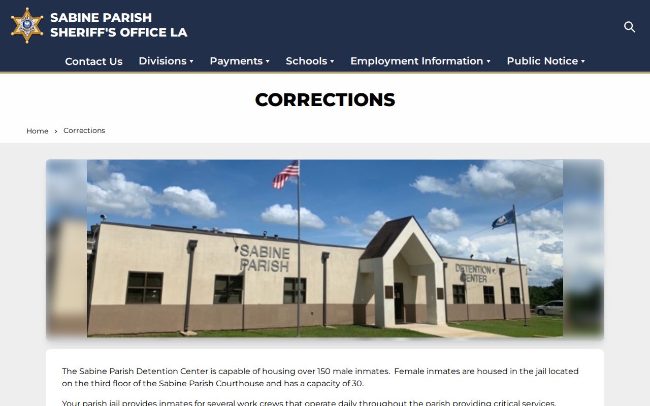 Sabine Parish released inmate facility details for both local jail sites
