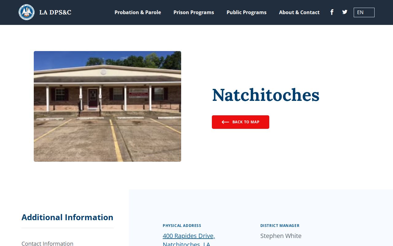 Natchitoches District post-release supervision office serving Sabine Parish